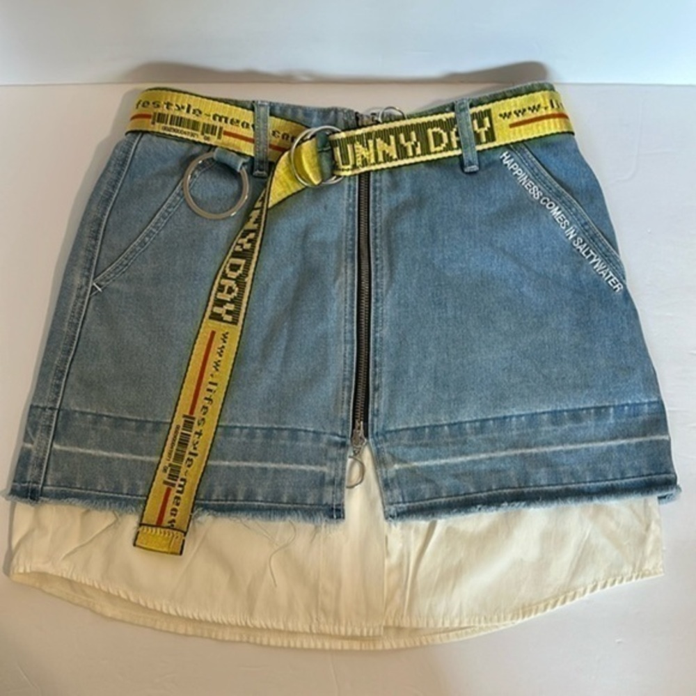 AO2 denim quality original deconstructed cat collection skirt size medium Y2K